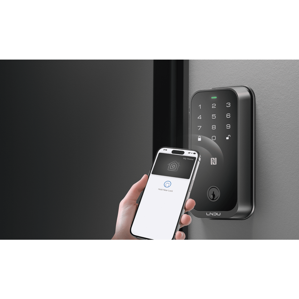Cerradura Inteligente con Huella Digital LNDU HK01W / WiFi Integrado / Compatible Apple HomeKit / Teclado Táctil / 8 Baterías AA / Escaneo iPhone-Apple Watch-Fob / Bloqueo Manual y Automático / Exterior IP54 - Imagen 1