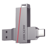 Memoria USB Dual 128GB USB-C y USB-A Lectura 150MB/s Escritura 45MB/s Zinc Retractil HIKSEMI HS-USB-E307C/128G - Imagen 1