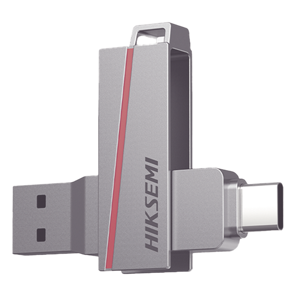 Memoria USB Dual 128GB USB-C y USB-A Lectura 150MB/s Escritura 45MB/s Zinc Retractil HIKSEMI HS-USB-E307C/128G - Imagen 1