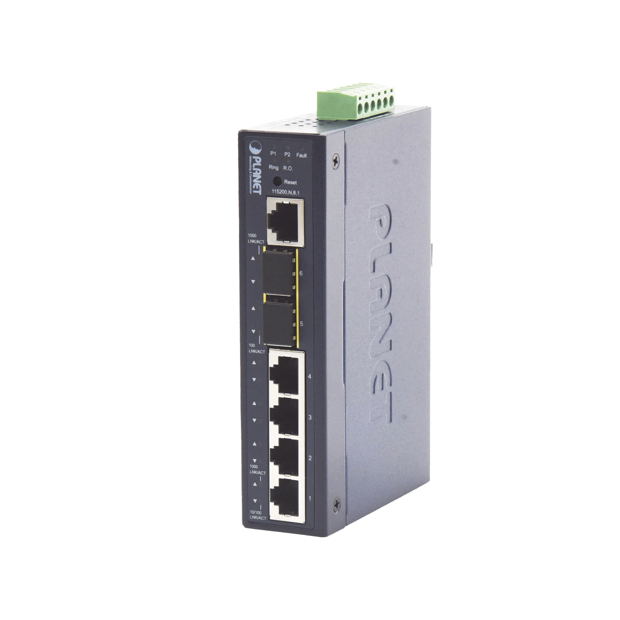 Switch Industrial Administrable Capa 2 con 4 Puertos 10/100/1000T y 2 puertos SFP 100/1000X PLANET - Imagen 1