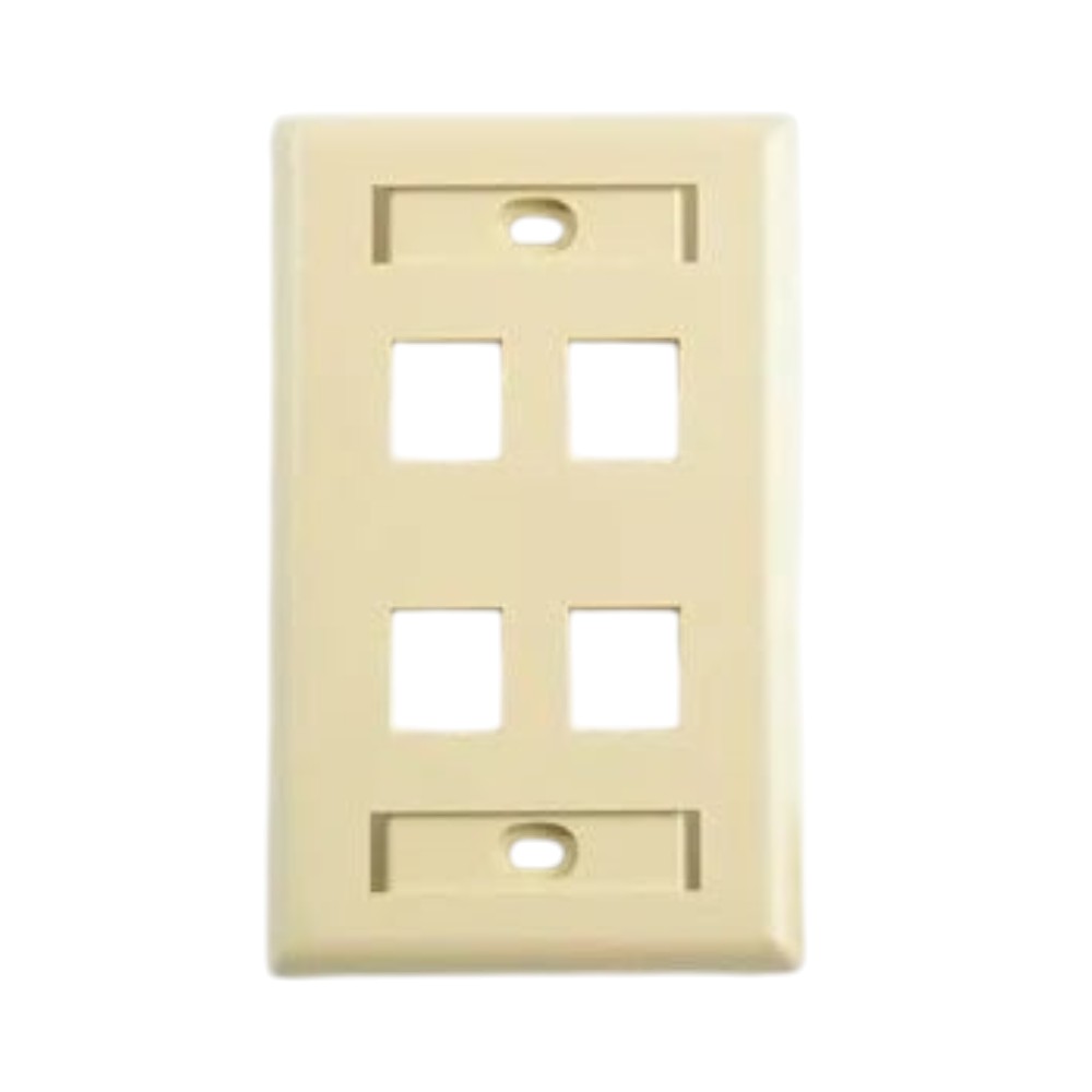 Placa de Pared Faceplate 4 Puertos Ivory Cat6A Cat6 Keyconnect Belden AX104198 - SILYMX
