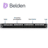 Paneles de ParcheoBELDENRVAPPF1U24BKPanel de Parcheo Cat6A 24 Puertos 1U Precargado Negro Belden RVAPPF1U24BK - SILYMX
