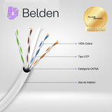 Cables Categoria 6ABELDEN10GXS12 0091000Bobina Cable UTP Cat6A 305m (1001ft) PVC CMR 23 AWG 100% Cobre Belden 10GXS12 - SILYMX