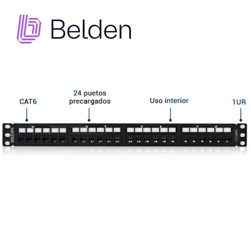 Paneles de ParcheoBELDENRV6PPF1U24BKPanel de Parcheo Cat6+ 24 Puertos RJ - 45 1U RevConnect Negro Belden RV6PPF1U24BK - SILYMX