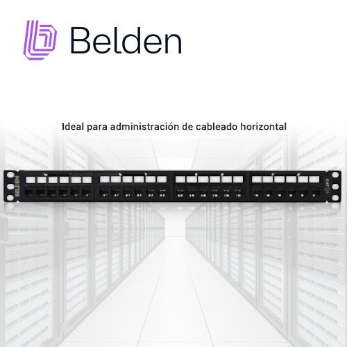 Paneles de ParcheoBELDENRV6PPF1U24BKPanel de Parcheo Cat6+ 24 Puertos RJ - 45 1U RevConnect Negro Belden RV6PPF1U24BK - SILYMX