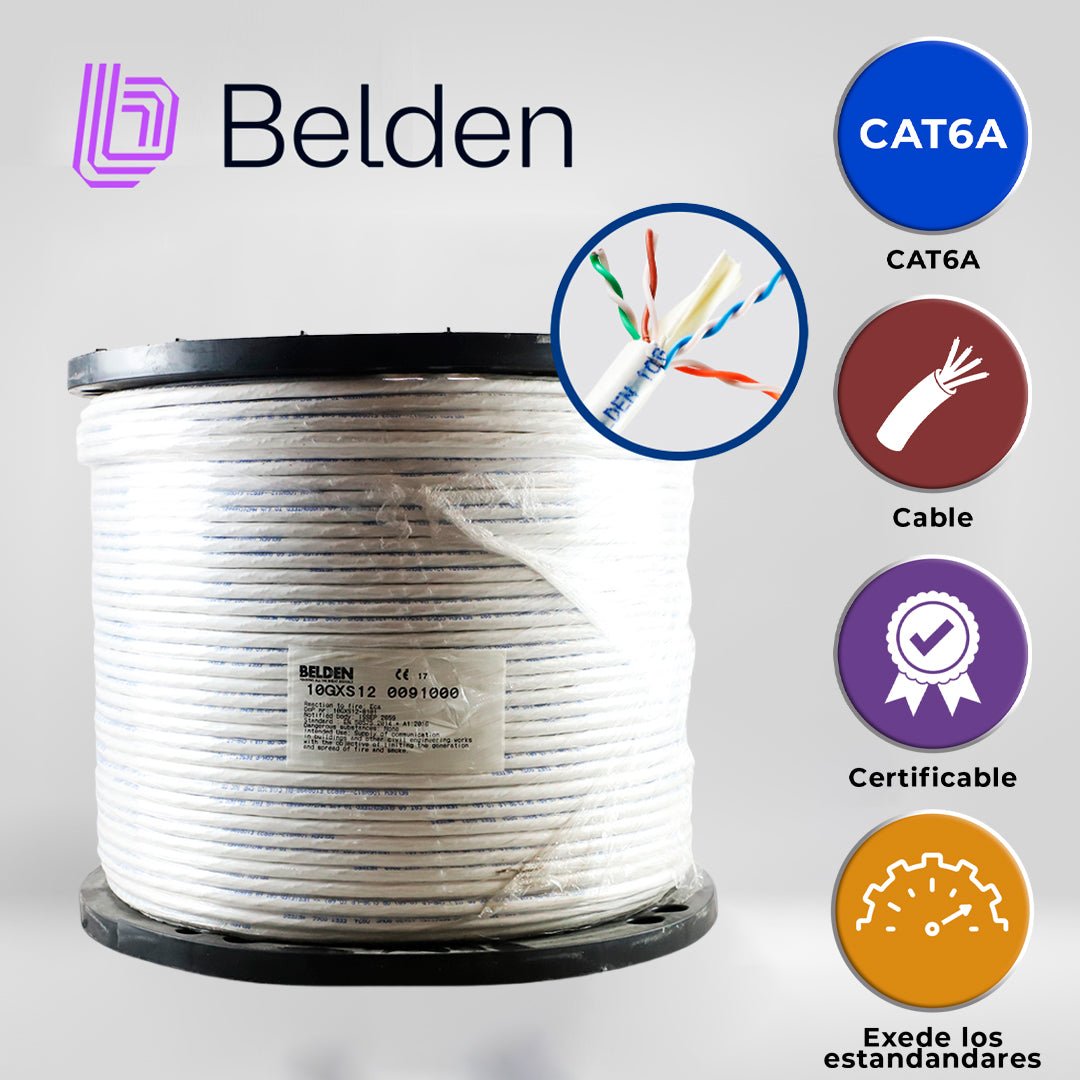 Cables Categoria 6ABELDEN10GXS12 0091000Bobina Cable UTP Cat6A 305m (1001ft) PVC CMR 23 AWG 100% Cobre Belden 10GXS12 - SILYMX