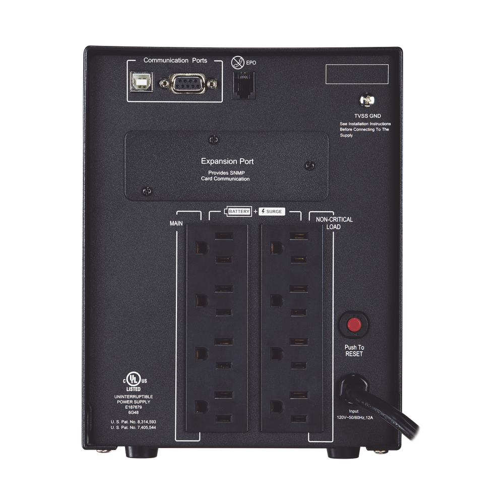 UPS de 1500 VA/1500 W Topología Línea Interactiva Entrada 120 Vca NEMA 5-15P Onda Senoidal Pura Mini Torre Con 8 Tomas NEMA 5-15R PR1500LCD - SILYMX