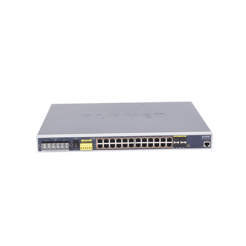 Switch PoE Industrial Capa 3 Con 24 Puertos PoE Gigabit 802.3af/at 4 Puertos SFP Compartidos 100/1000X temperaturas extremas de -40 ~ 75°C IGS-6325-24P4S - SILYMX