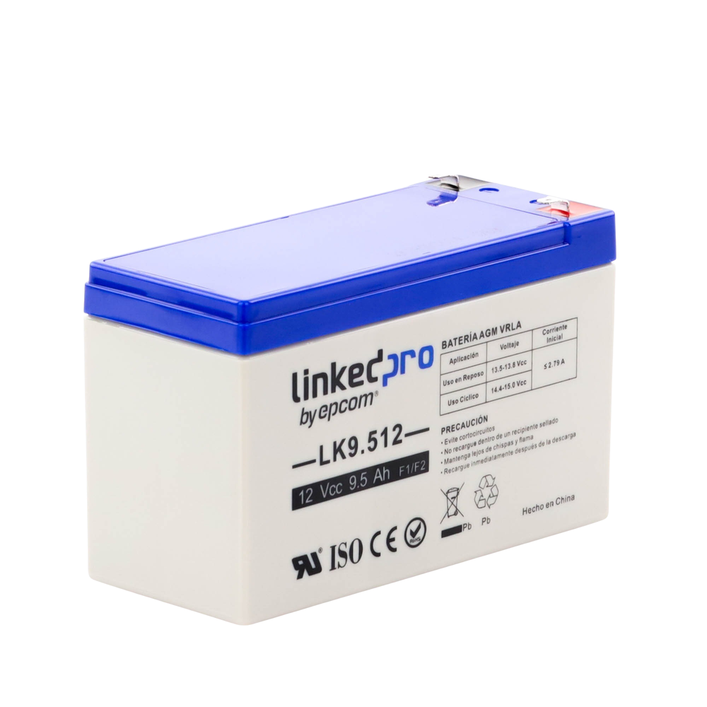 Batería LINKEDPRO BY EPCOM LK9.512 · 12V 9.5Ah AGM-VRLA · UL · Libre de Mantenimiento · Vida 5