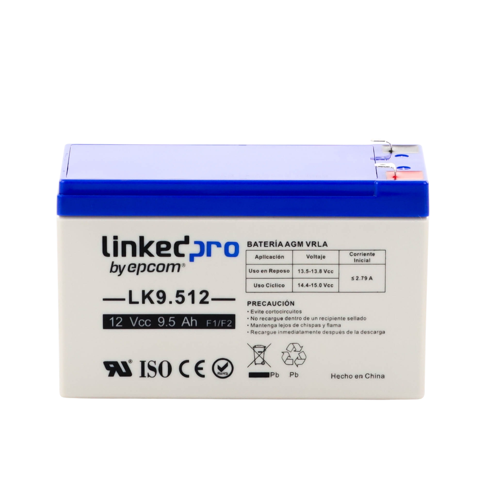 Batería LINKEDPRO BY EPCOM LK9.512 · 12V 9.5Ah AGM-VRLA · UL · Libre de Mantenimiento · Vida 5