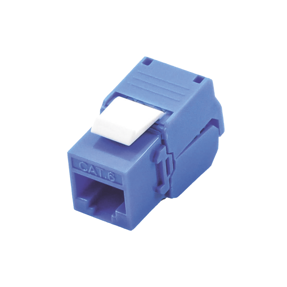 Módulo Jack Keystone Cat6 (toolless) con terminación en ángulo 180 º Color Azul Compatible con Faceplate y Patchpanel Linkedpro LP-KJ-610-TTBU - SILYMX
