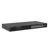 Switch PoE+ RUIJIE 120 Watts No Administrable Ideal para CCTV 16 Puertos 10/100 2 Uplinks Gigabit y 2 SFP Carcasa Metálica RG-ES118FGS-LP - SILYMX