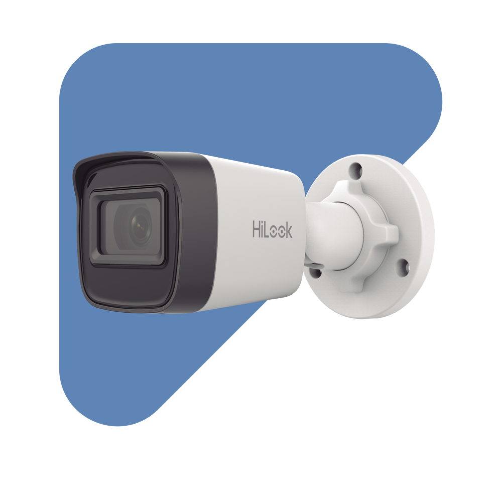 Cámara Bala IP HiLook 2 Megapixel 30 mts IR Exterior IP67 PoE dWDR Lente 2.8 mm H.265+ Onvif IPC-B121H(C)