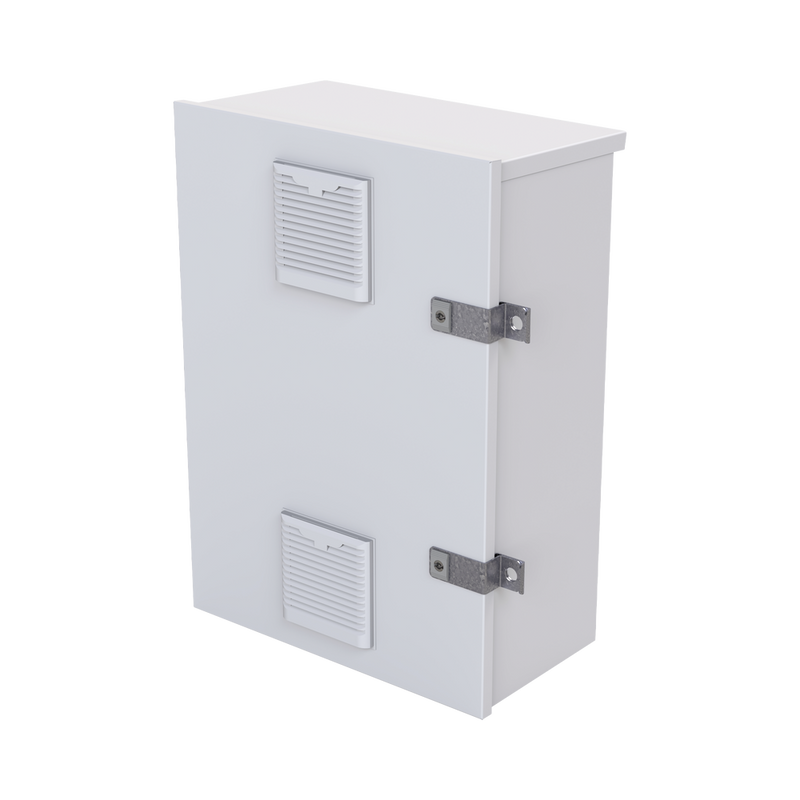 Gabinete para instalación de 2 Baterías PL110D12 Fabricado en Lámina Galvanizada Accesorios para piso o poste (No incluidos) EPCOM INDUSTRIAL EI-PCB-04-07-03-W3V