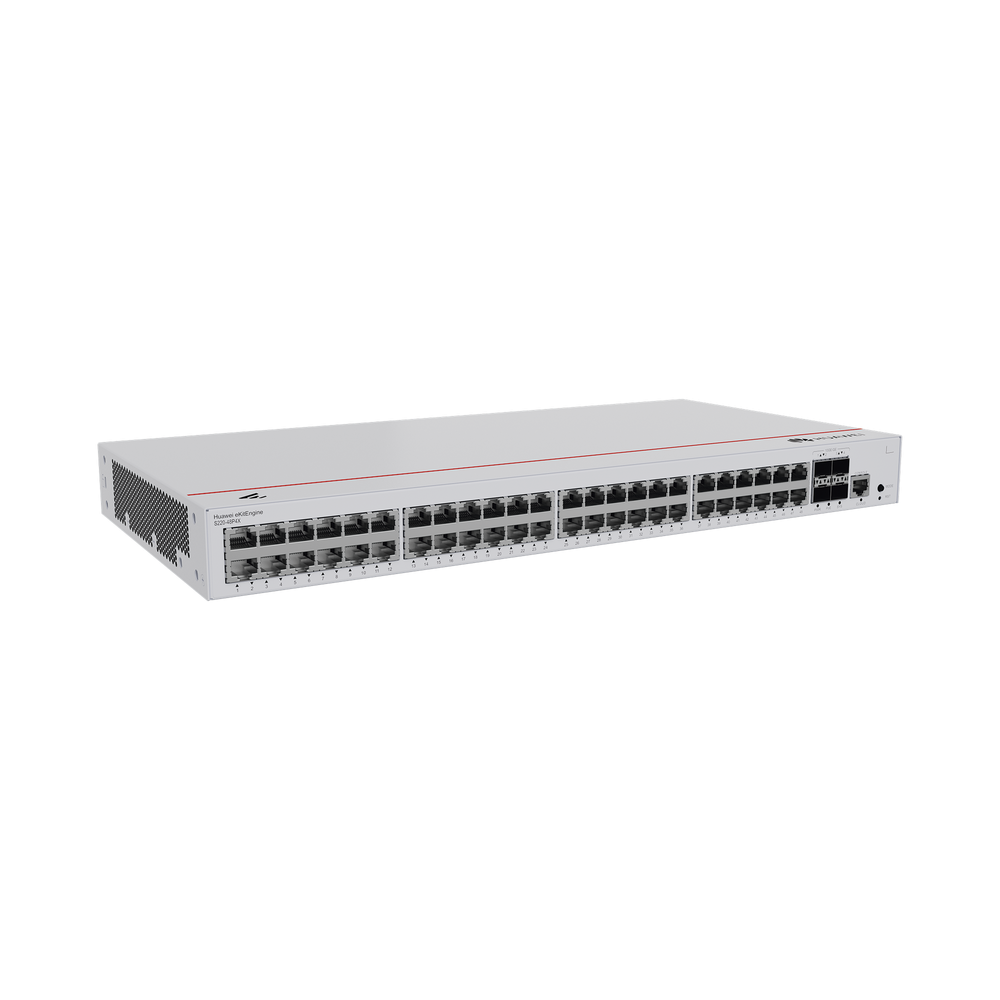 Switch de Acceso Gigabit Administrable PoE Capa 2 48 puertos 10/100/1000 Mbps (PoE) 4 Puertos 10GE SFP+ Uplink ERPS IMGP Snooping DHCP Snooping PoE Perpetuo 380W Administración Nube Gratis S220-48P4X - SILYMX