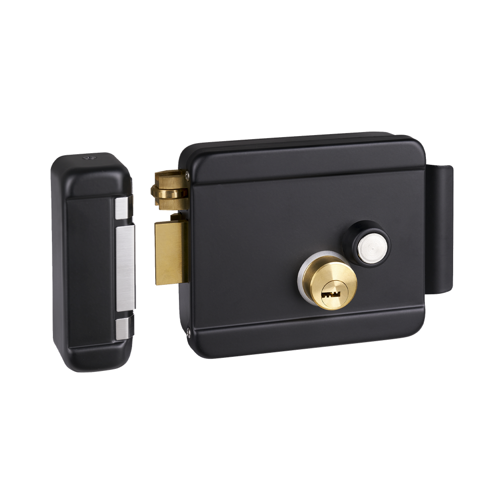 Cerradura Eléctrica con Botón de Salida Incluye Llave Exterior Izquierda Color Negro BL-ACCESSRIMBL - SILYMX