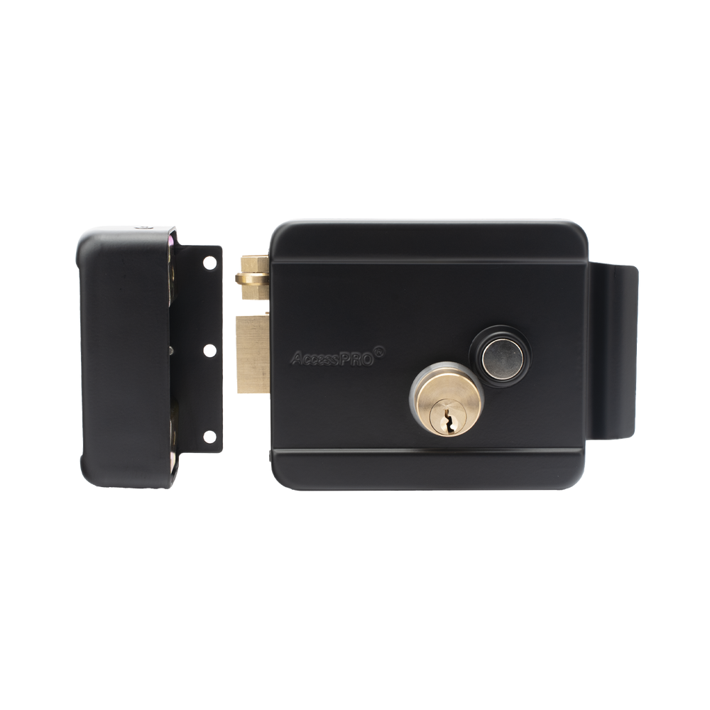 Cerradura Eléctrica con Botón de Salida Incluye Llave Exterior Izquierda Color Negro BL-ACCESSRIMBL - SILYMX