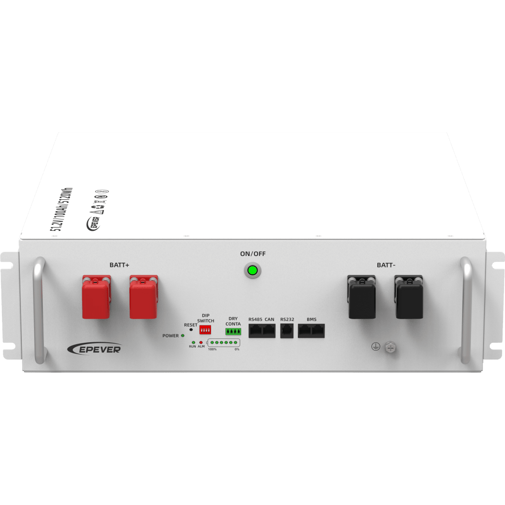 Batería LiFePO4 51.2 V 5.12 kWh 100 Ah 4U Rack | EPEVER LFP100EP51.2V2 con BMS y >6000 ciclos