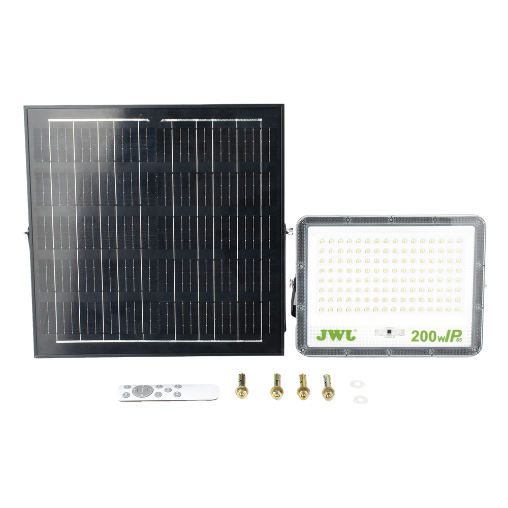 Reflector con Panel Solar 200 W Batería 3.2 V CD T.C.C. 6 500 K IP66 JWJ JLRE-SOL-01-200N - Imagen 2