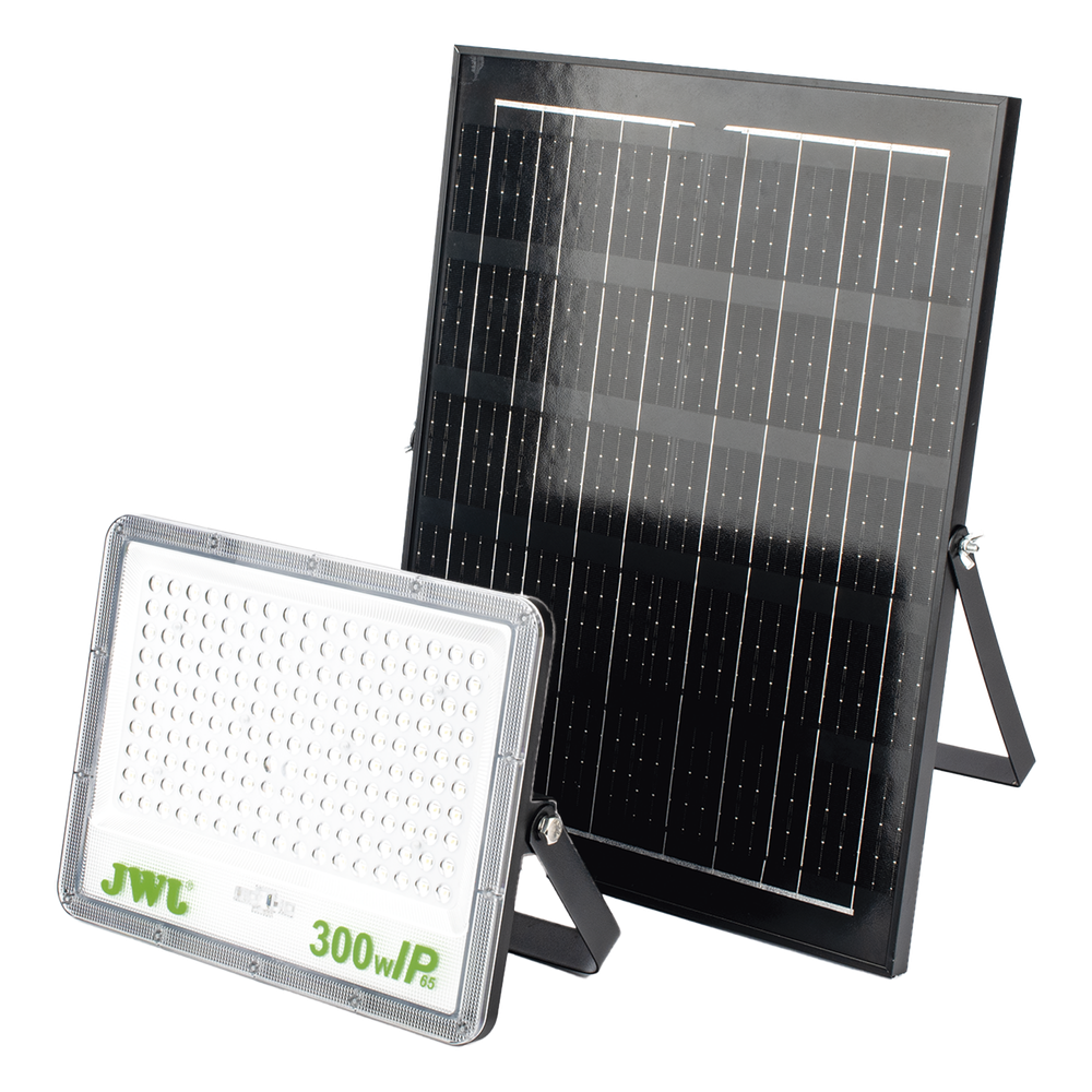 Reflector con Panel Solar 300 W Batería 3.2 V CD T.C.C. 6 500 K IP66 JWJ JLRE-SOL-01-300N - Imagen 1