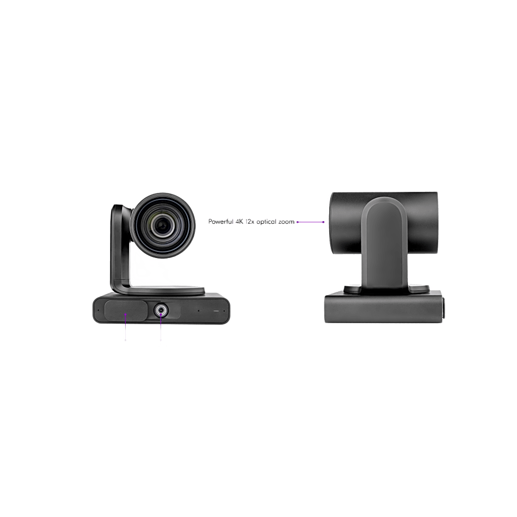 Cámara PTZ 4K Dual | Microsoft Teams Certified | 12x Zoom Óptico + Lente Panorámico 119° | Triple Micrófono Array | AI Auto-Framing | Speaker Tracking | Smart Gallery | PoE+ | USB 3.0 KRAMER - Imagen 1