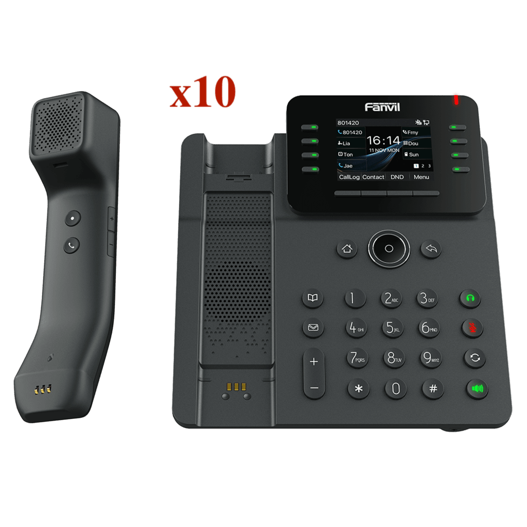 VoIP - Telefonía IP - VideoconferenciaFANVILKIT-V62PROKit 10 Telefonos IP Empresariales Pantalla Color 2.4" 9 Lineas SIP PoE Bluetooth Fanvil V62PRO - SILYMX