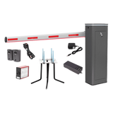 Kit COMPLETO Barrera Izquierda XBF Con Corona LED / Brazo Iluminado de 3M / Incluye Sensor de Masa, Transformador, Lazo Magnético, Ancla, Fotoceldas y 2 Controles Inalámbricos ACCESSPRO - Imagen 1