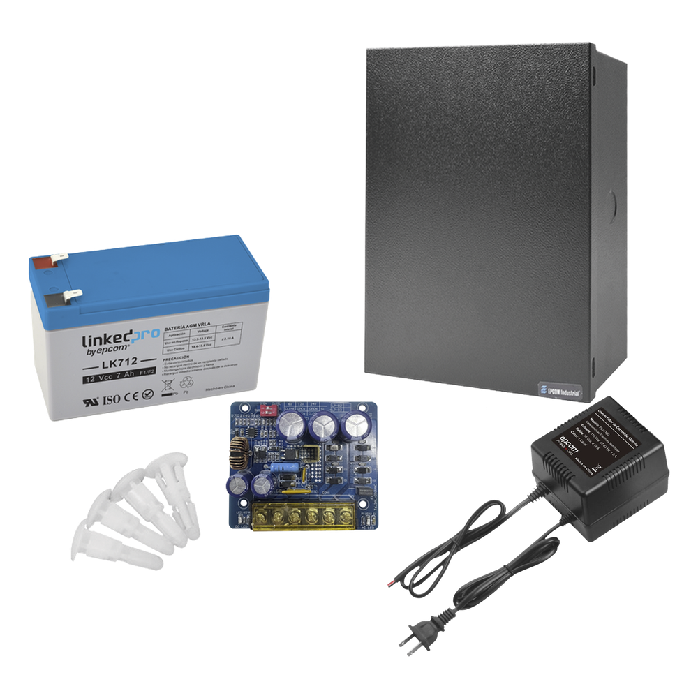 Kit Fuente de Poder con Respaldo 12 VCC 4 A Batería 12V 7Ah Transformador 16-24 VCA EPCOM POWERLINE KIT16B3LK7 - Imagen 1