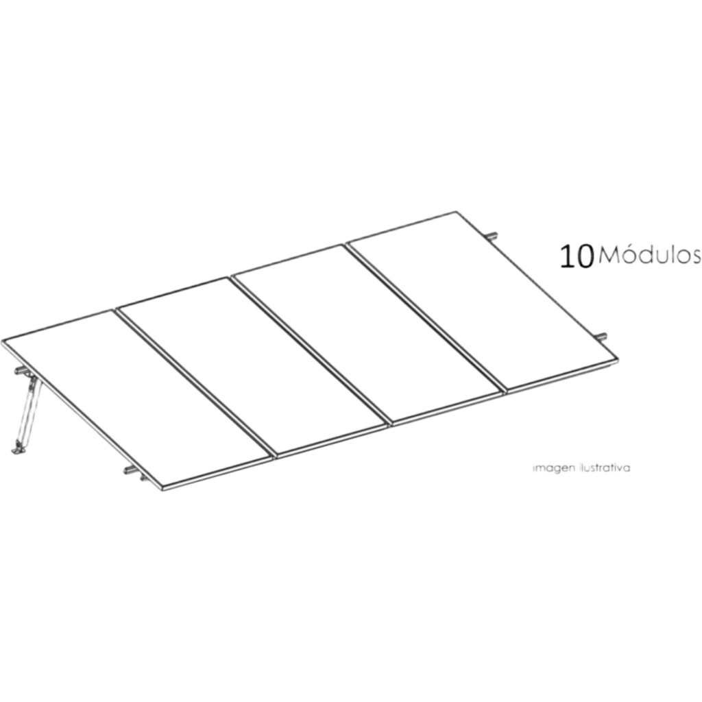 Estructura de Montaje Fotovoltaico Losa Plana 10 Módulos 645W Viento 170 km/h Inclinación 10° BASEL KITBASEL1X10 - Imagen 1