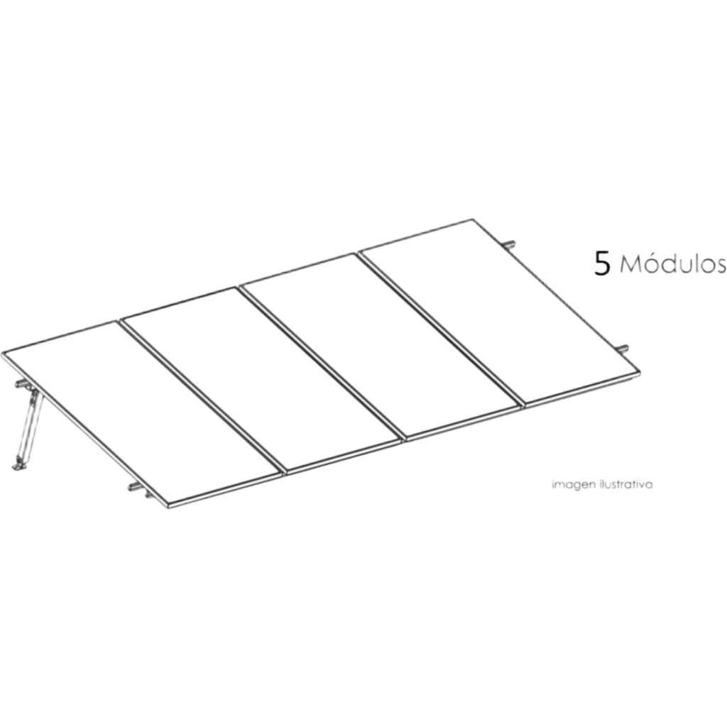 Estructura de Montaje Fotovoltaico Losa Plana 1x5 Módulos 645W Inclinación 10° Viento 170 km/h BASEL KITBASEL1X5 - Imagen 1