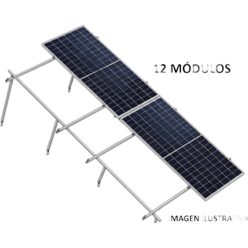 Sistema de Montaje Solar Losa Plana 12 Módulos 645W Configuración 2x6 Viento 170 km/h Rieles 4.72 m BASEL KITBASEL2X6 - Imagen 1