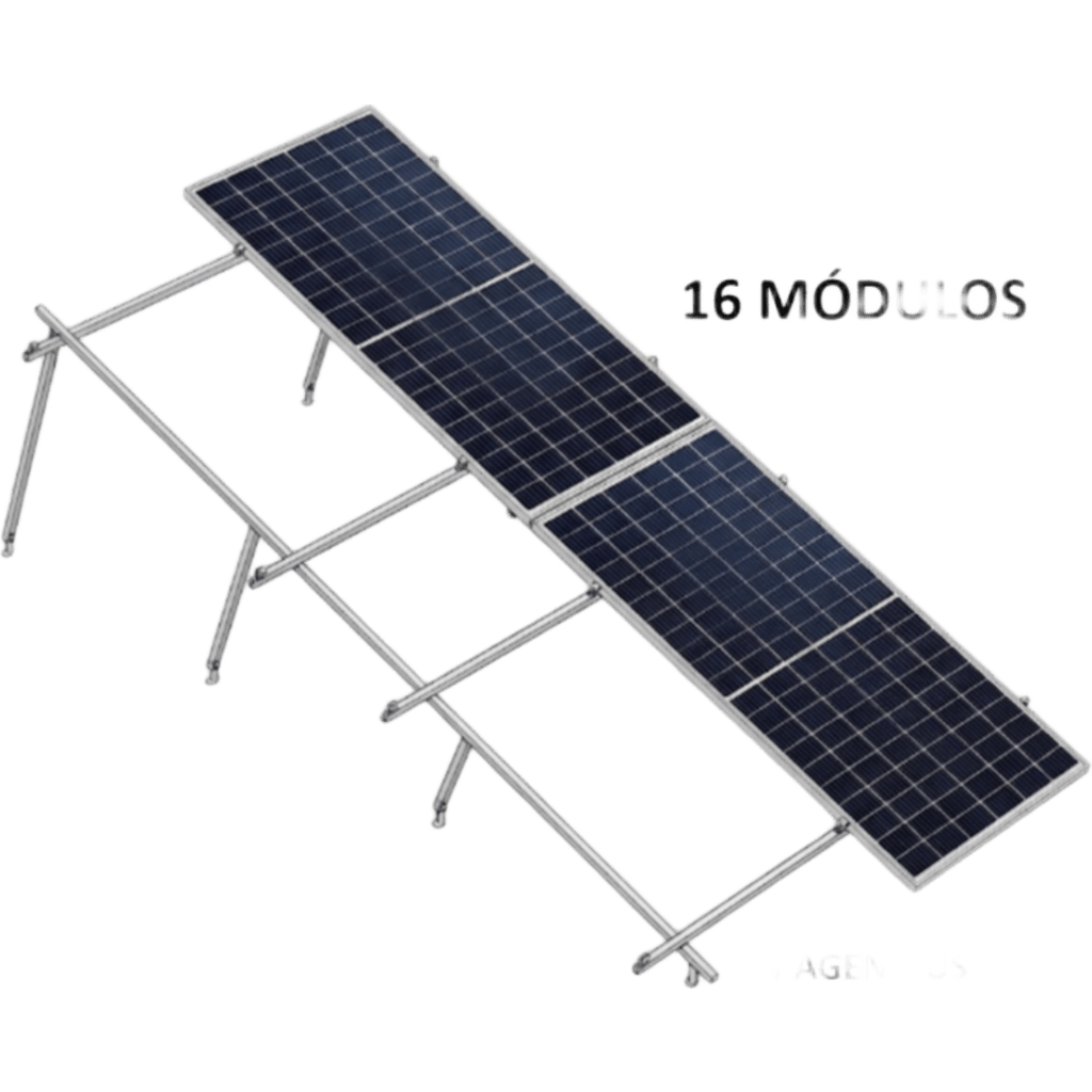 Sistema de Montaje Solar Losa Plana 2x8 16 Módulos 645W Viento 170 km/h Inclinación 10° BASEL KITBASEL2X8 - Imagen 1