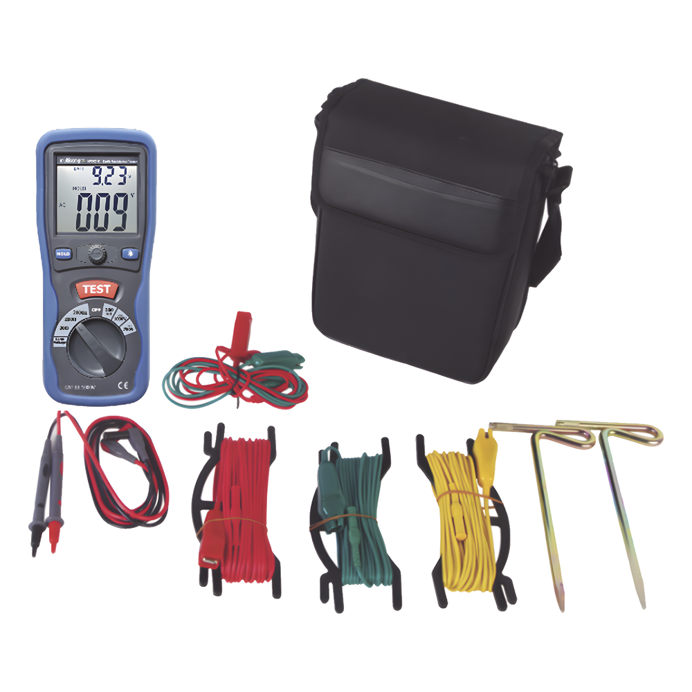 KIT de Medidor de Resistencia a Tierra Digital Terrómetro a 3 hilos CAT III 1000V KRT-01-3PN TOTAL GROUND - Imagen 2