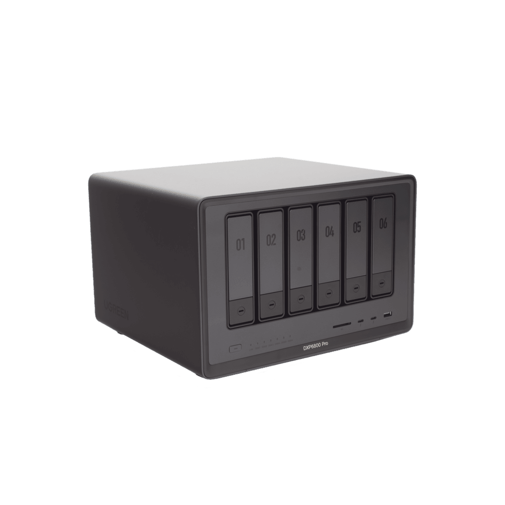 Servidor NASUGREEN25898BNAS UGREEN NASync DXP6800 Pro Intel Core i5 - 1215U 10 Núcleos 6 Bahías SATA + 2 M.2 NVMe 2 Puertos Thunderbolt 4 2 Puertos 10GbE 8K HDMI PCIe 4.0 x4 DDR5 Hasta 64GB Multiplataforma 25898B - SILYMX
