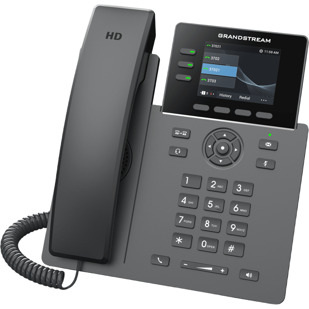 Teléfono IP Grandstream Grado Operador 3 Líneas 12 Botones Virtuales Multiuso Pantalla LCD 2.8 Pulgadas Puertos Gigabit con PoE Audio HD Compatible con GDMS GRP2611G