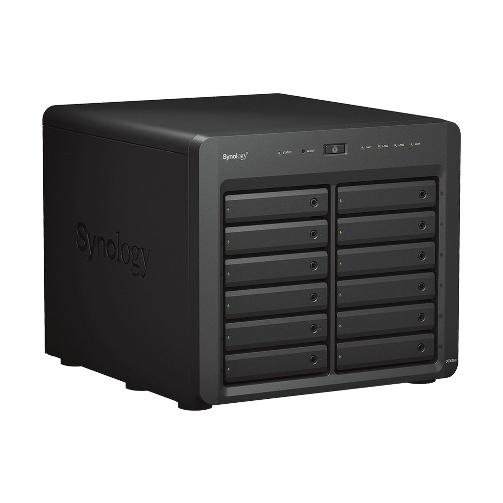 Servidor NAS Synology DiskStation DS3622xs+ 12 Bahías Intel Xeon 6 Núcleos 16 GB DDR4 ECC 10GbE RJ-45 Expansión Hasta 36 Bahías RAID F1 Caché NVMe SSD - SILYMX