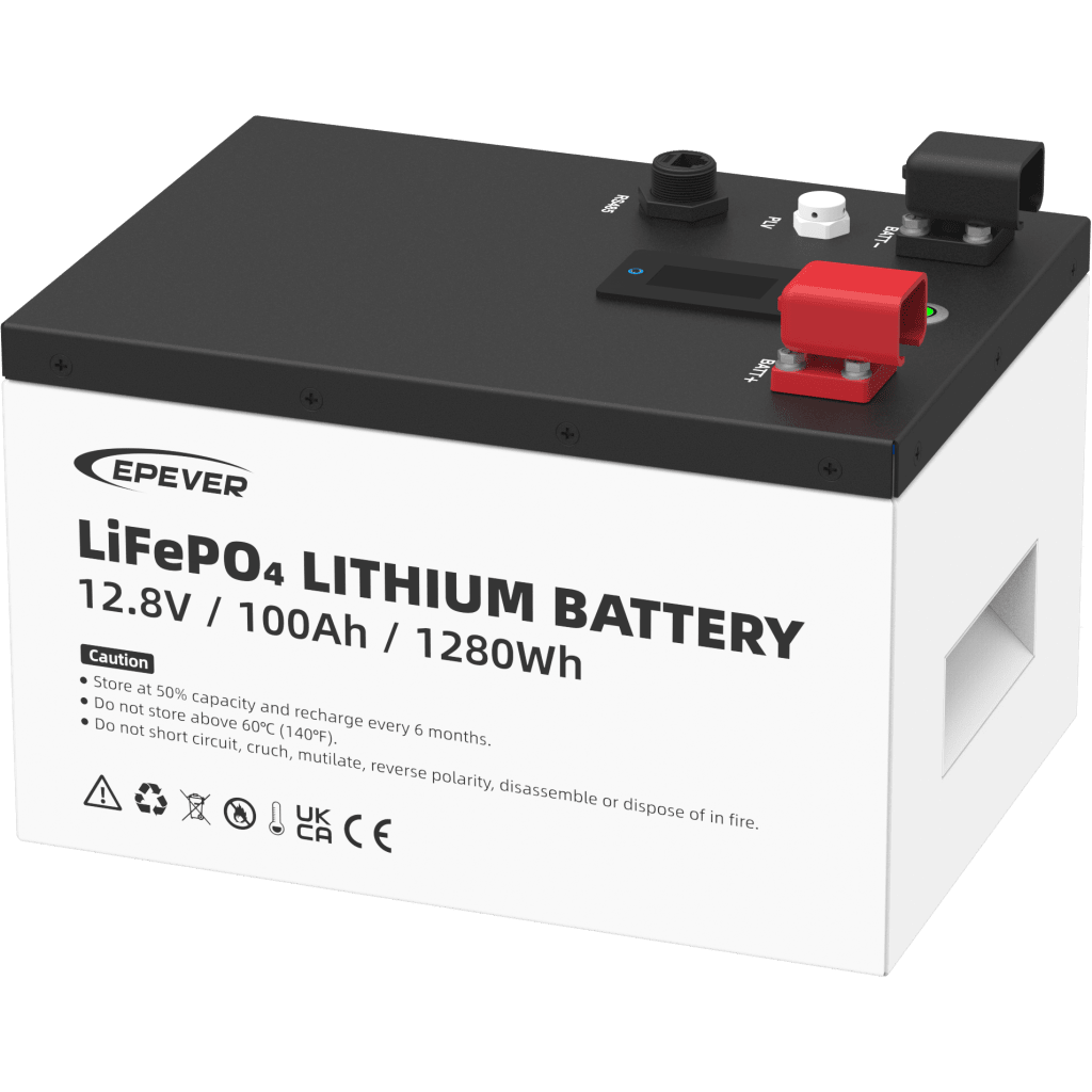 Batería de Litio LiFePO4 12.8Vcc 100Ah 1.28KwH Pantalla LCD para Monitoreo Local Carcasa Metálica LFP100EP128V2