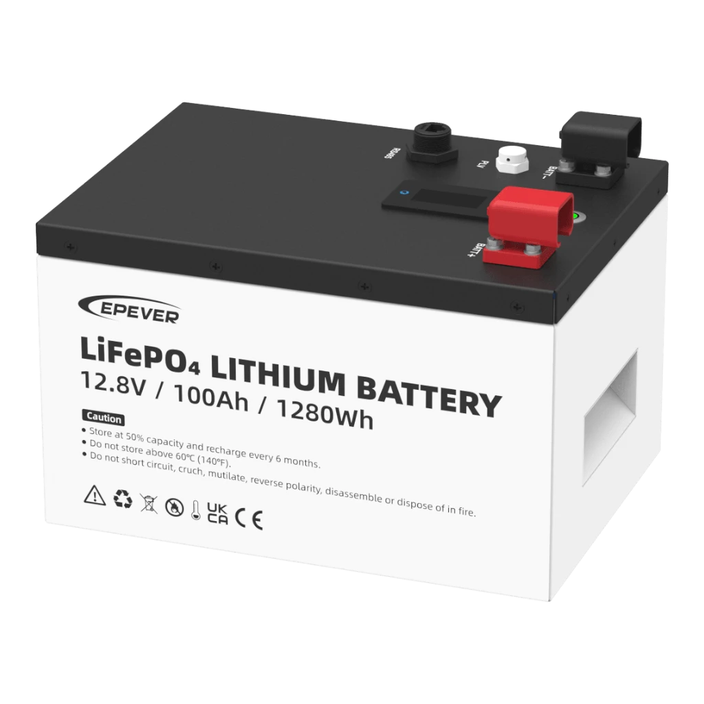 BateríasEPEVERLFP100EP128V2Batería de Litio LiFePO4 12.8Vcc 100Ah 1.28KwH Pantalla LCD para Monitoreo Local Carcasa Metálica LFP100EP128V2 - SILYMX