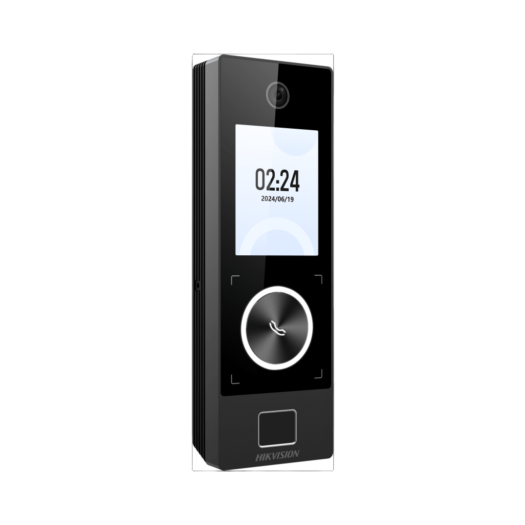 Terminal Facial Min Moe WiFi & PoE con Botón de Llamada y LECTOR DE HUELLA Exterior IP65 Tarjetas Virtuales Bluetooth con HikConnect Teams 1000 Rostros y 3,000 Huellas HIK-IA DS-K1T323MBFWX-E1 - SILYMX