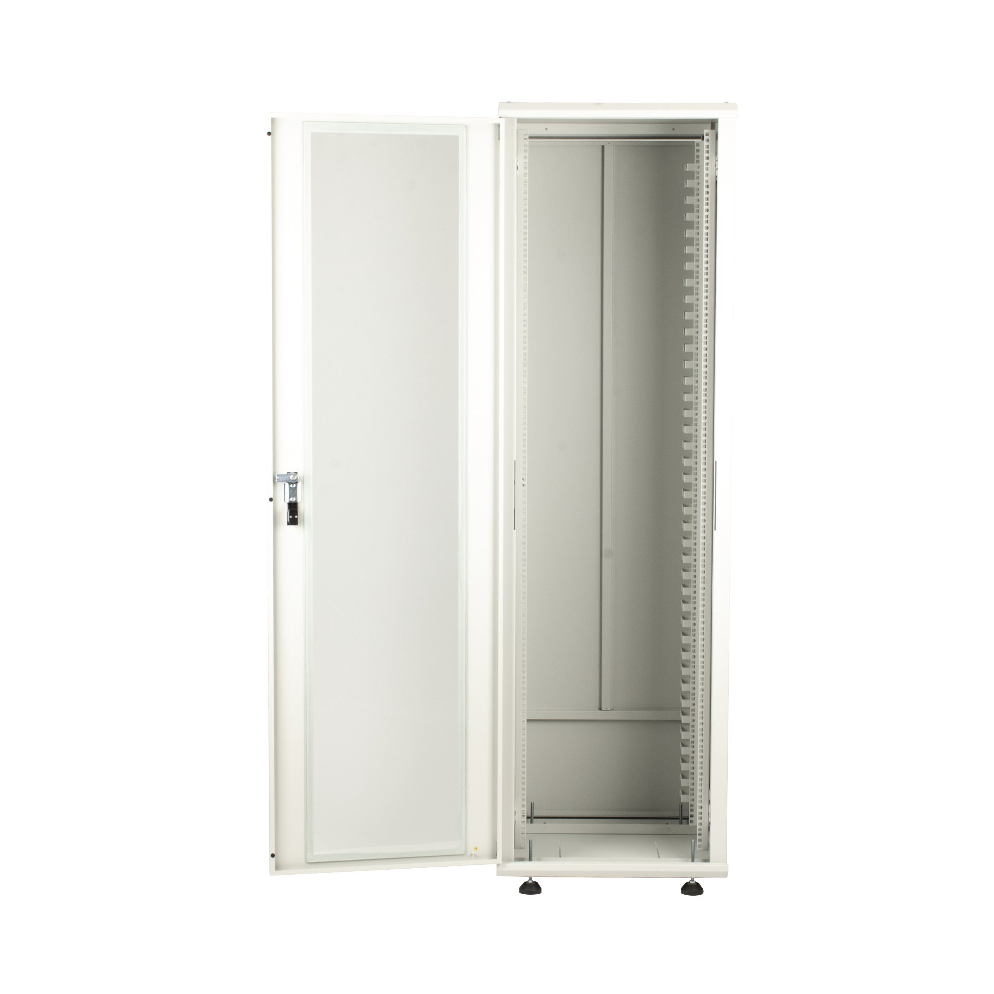 Gabinete Rack 42 Unidades / Piso 19 Pulgadas / Puerta Cristal Templado / Capacidad Carga 1000 Kg / Acero Calibres 16-18-20 / Ventilación Superior / Cerradura Seguridad, Niveladores Incluidos LINKEDPRO - Imagen 4