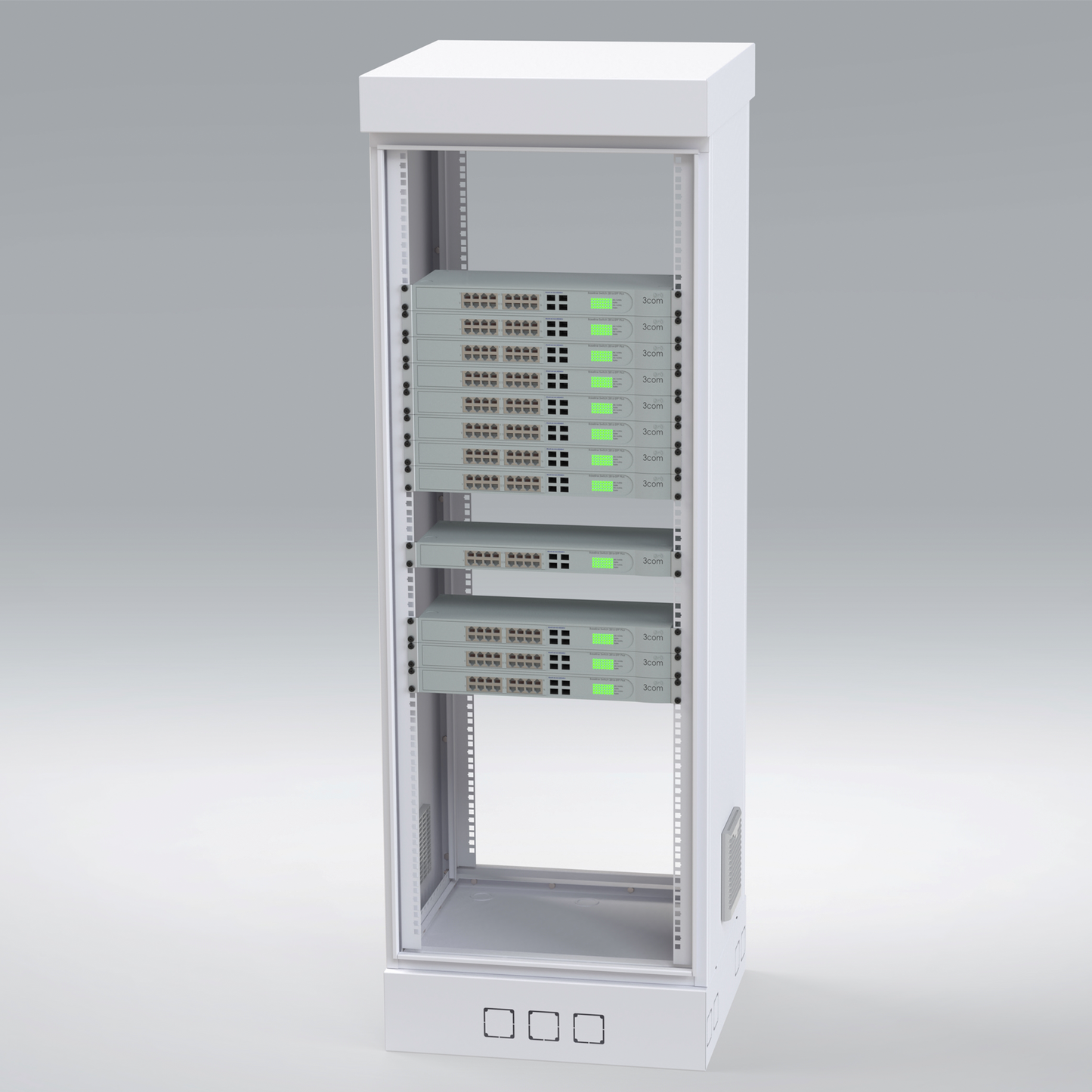 Gabinete para Piso, Capacidad, 31 Unidades de Rack, Doble puerta y Postes frontales e intermedios ajustables, Color Blanco, Se envía el Gabinete Armado. LINKEDPRO BY EPCOM - Imagen 2