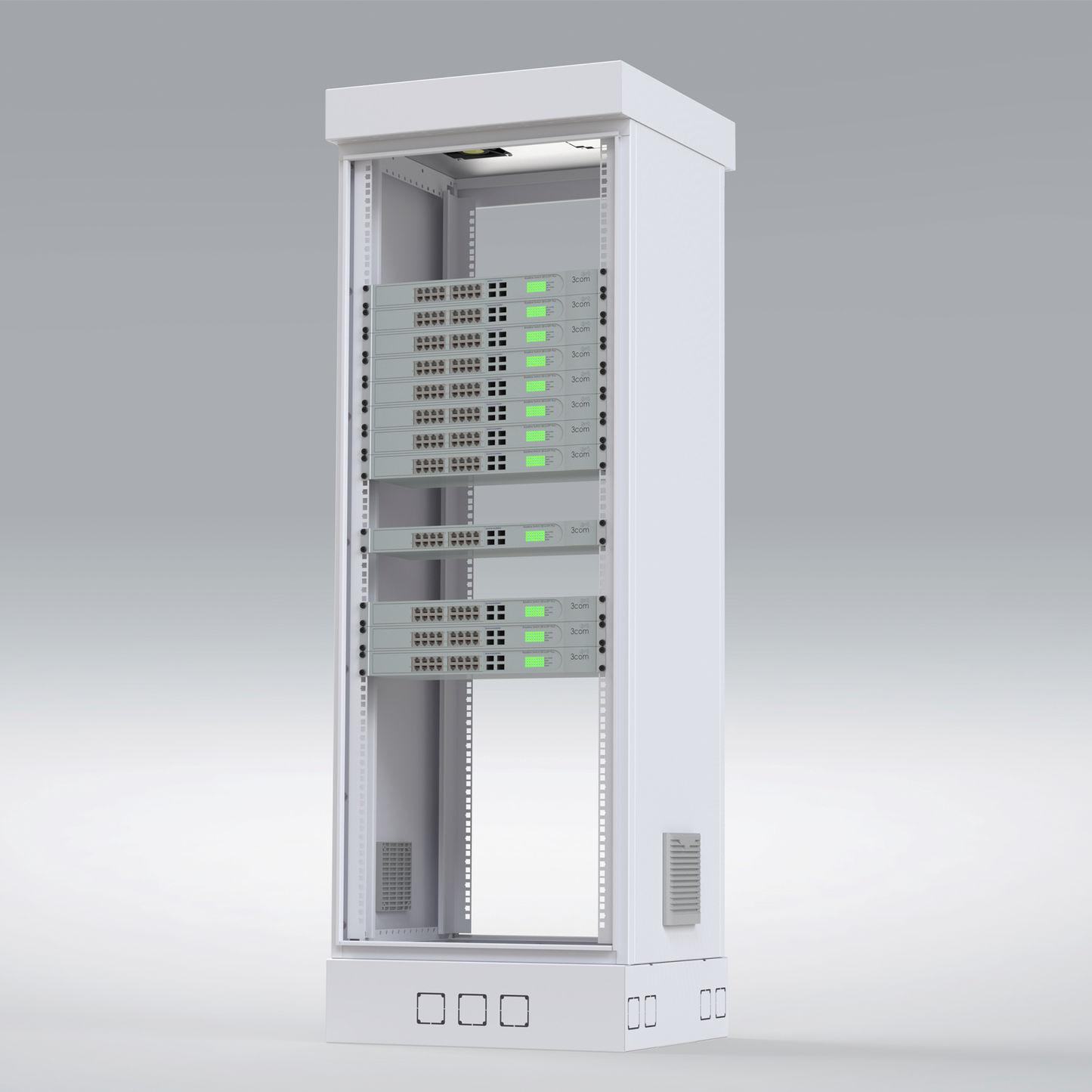 Gabinete para Piso, Capacidad, 31 Unidades de Rack, Doble puerta y Postes frontales e intermedios ajustables, Color Blanco, Se envía el Gabinete Armado. LINKEDPRO BY EPCOM - Imagen 3