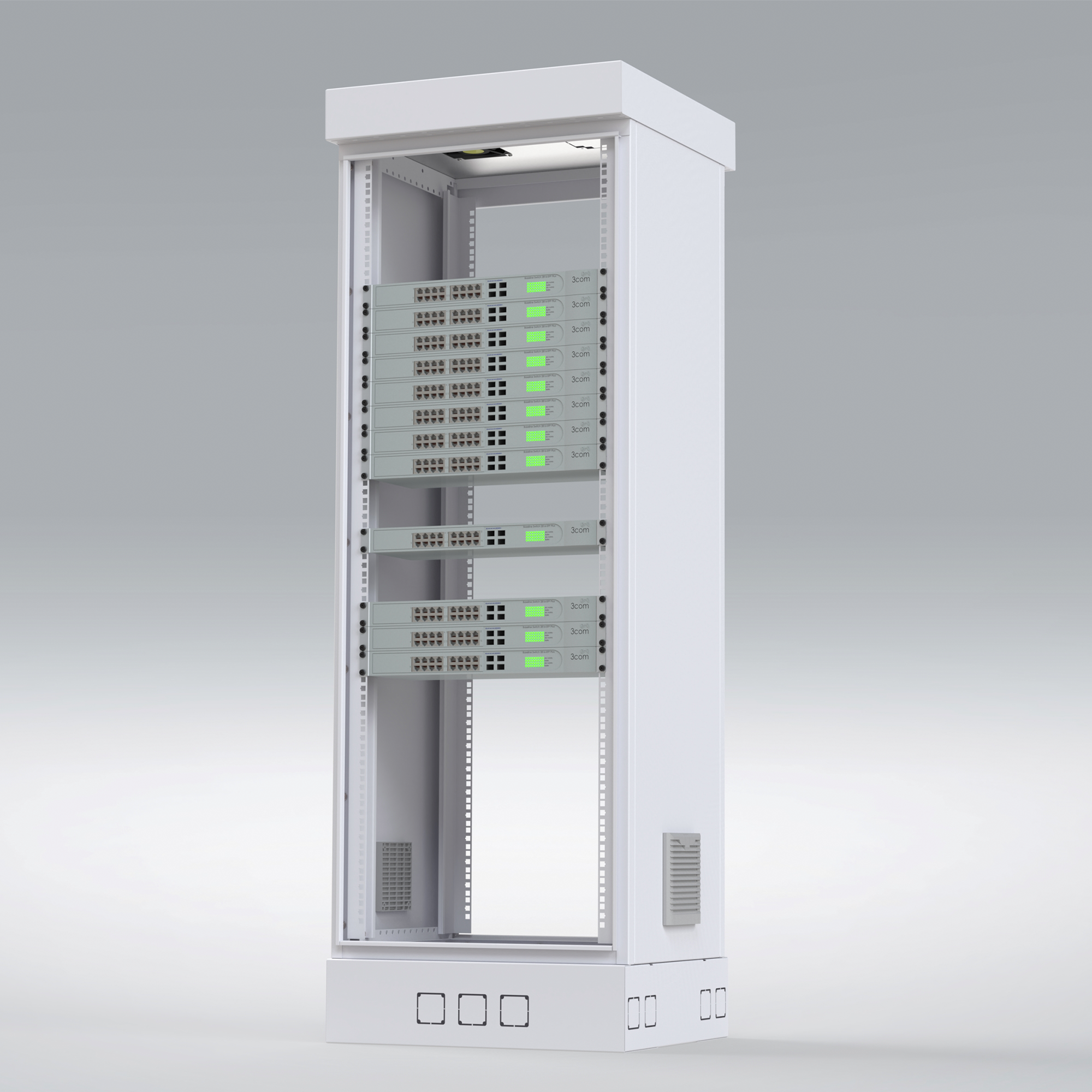 Gabinete para Piso, Capacidad, 31 Unidades de Rack, Doble puerta y Postes frontales e intermedios ajustables, Color Blanco, Se envía el Gabinete Armado. LINKEDPRO BY EPCOM - Imagen 3