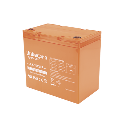 BateriasLINKEDPRO BY EPCOMLK5512FRBatería 12V 55Ah UL AGM - VRLA Vida Útil 5 Años Retardo Flama Videovigilancia Control Acceso LINKEDPRO LK5512FR - SILYMX