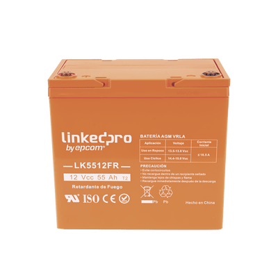 BateriasLINKEDPRO BY EPCOMLK5512FRBatería 12V 55Ah UL AGM - VRLA Vida Útil 5 Años Retardo Flama Videovigilancia Control Acceso LINKEDPRO LK5512FR - SILYMX