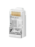 Plug RJ45 Pass Through Cat6 Blindado Chapado de Oro 30 micras Bote con 100 Piezas OEM LN-NET-RJCAT6B-30u-PASS
