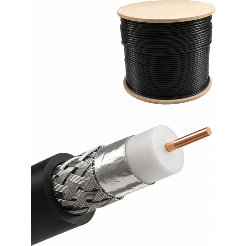 Cable Coaxial / RG-8 / 50 Ohms / 305 m (1000 ft) / Conductor CCA / Blindaje Superior / UV LINKEDPRO BY EPCOM - Imagen 1