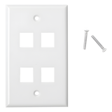 Placa de Pared / 4 Puertos Keystone / Montaje Vertical / 70 x 115 mm / 2.75 x 4.52 ft / Blanco LINKEDPRO BY EPCOM - Imagen 1