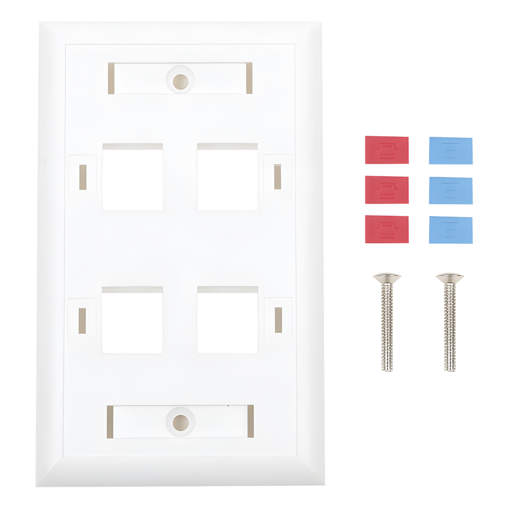 Placa de Pared Keystone / 4 Puertos / Espacio para Etiqueta / UL 94V-0 / 70 x 115mm (2.75' x 4.52') LINKEDPRO BY EPCOM - Imagen 1