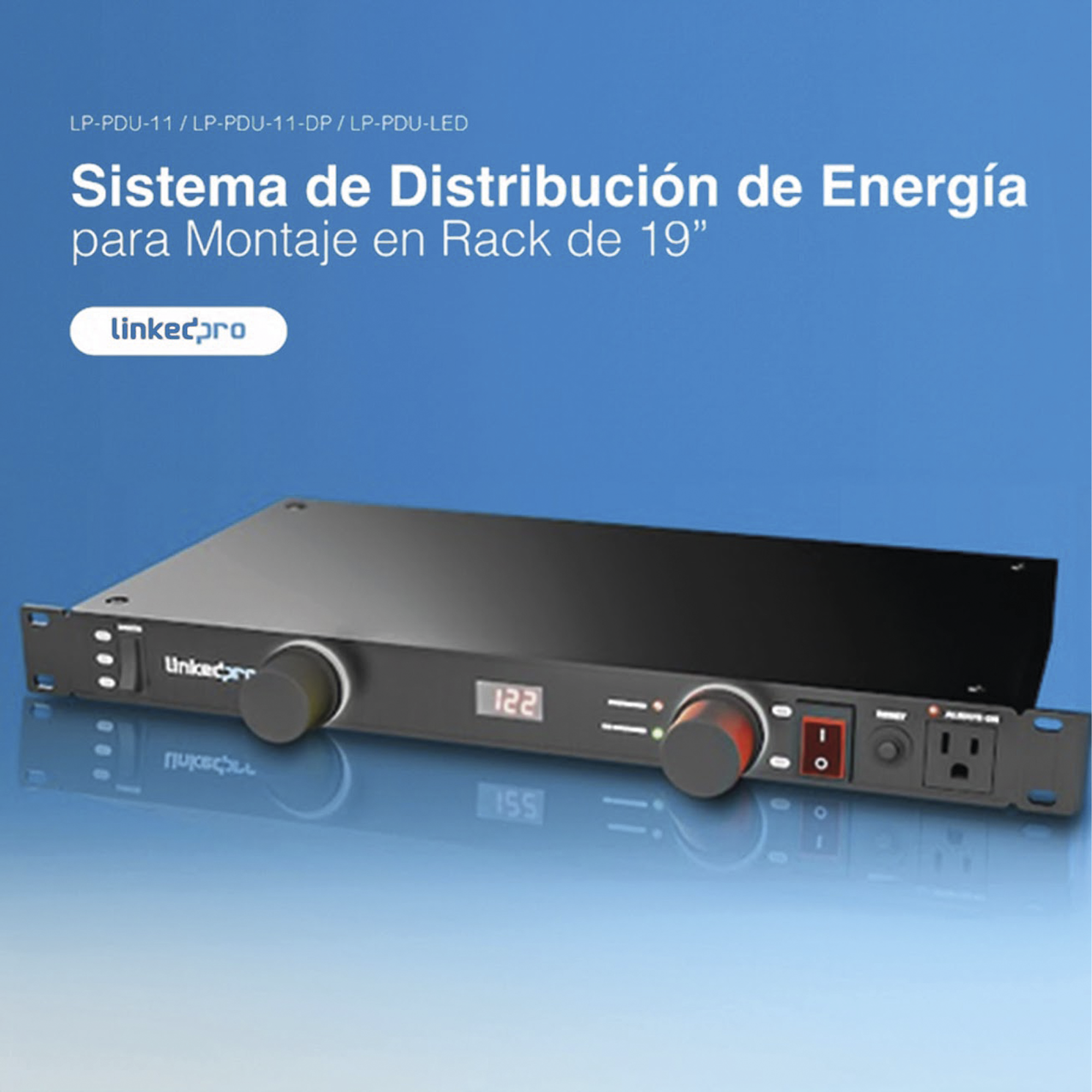 PDU para Distribución de Energía Montaje en Rack 11 salidas Instalación Horizontal de 19in 1U 15 Amp 120 Vca LINKEDPRO BY EPCOM LP-PDU-11 - Imagen 2
